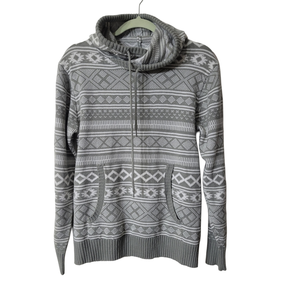 The Slope Gray Nordic Pattern Hoodie Sweatshirt Size Medium
